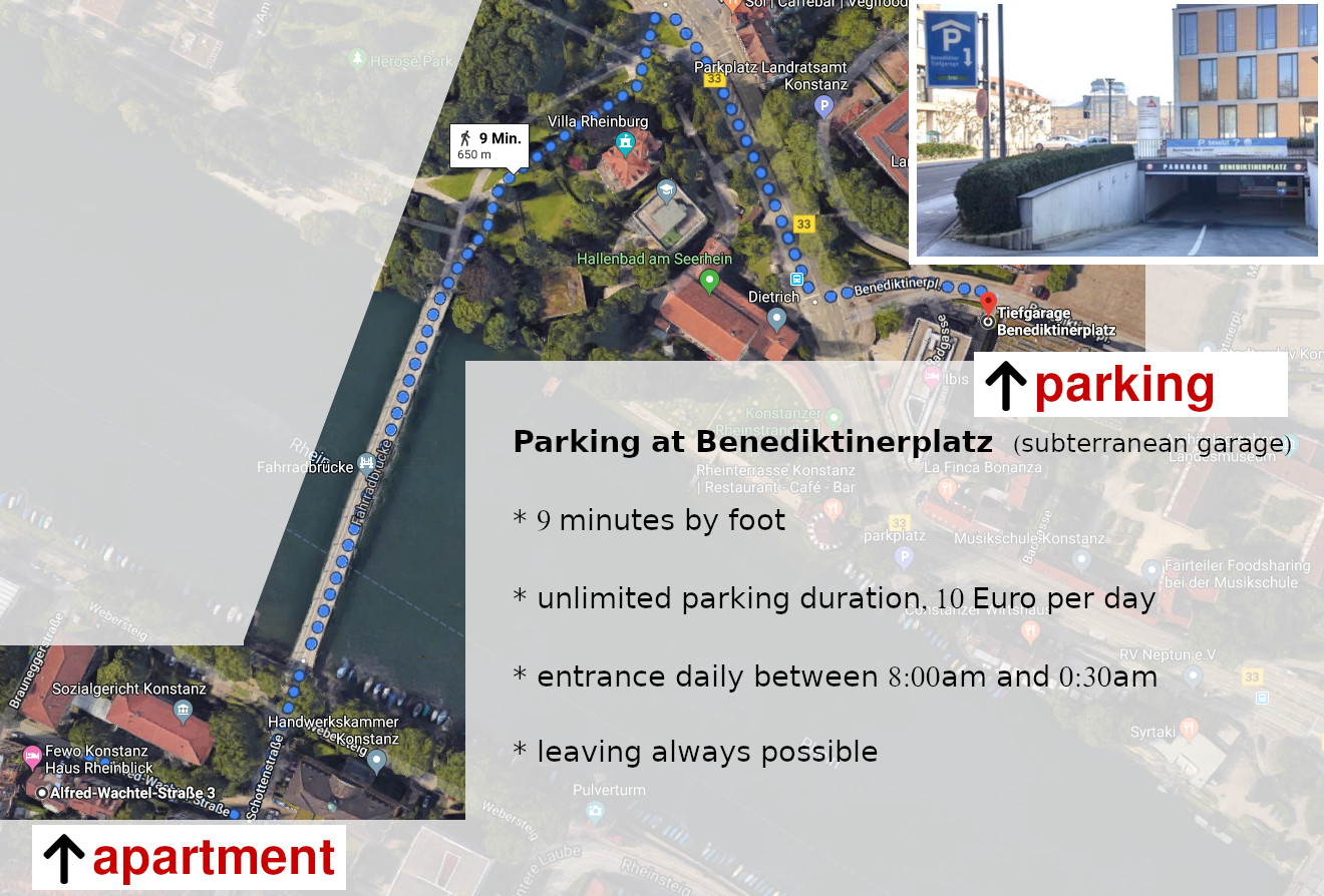 house Rheinblick - parking lot Benediktinerplatz