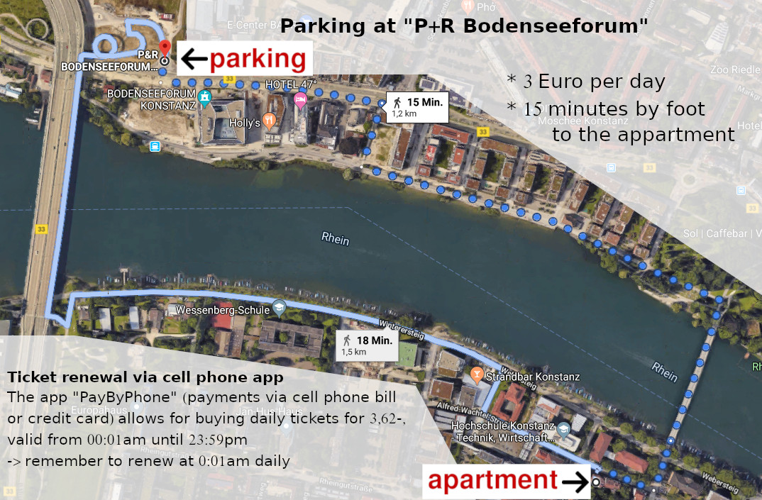 house Rheinblick - parking lot Bodenseeforum